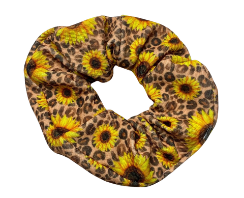 Sunflower Cheetah Scrunchie