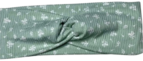 Sage Floral Ribbed Headband