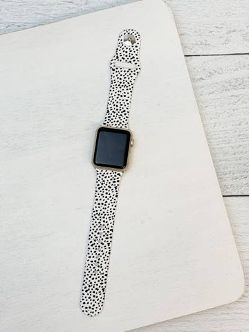 White and Black Spotted Watch Band