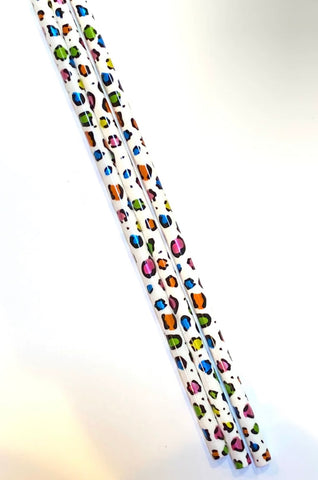 White Metallic Leopard Reusable Straw
