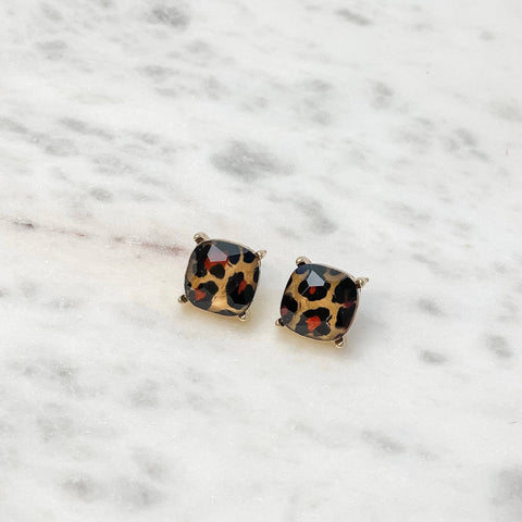 Leopard Print Stud Earrings