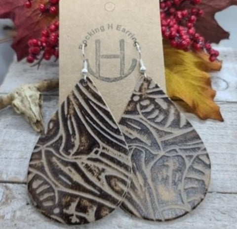 Chocolate Embossed Teardrop Earrings