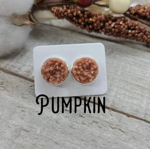 Pumpkin Druzy Stud Earrings